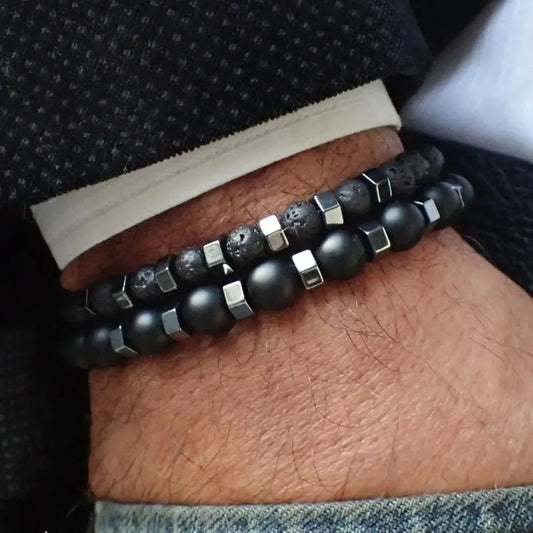 Obsidian Edge Bracelet Set